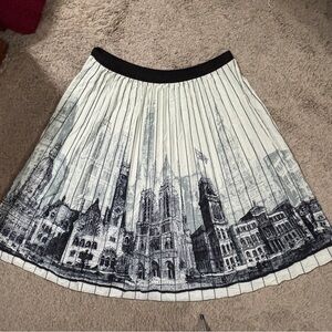 Plus Size London Skyline Pleated Skirt Westminster Abbey Big Ben Cityscape 5X